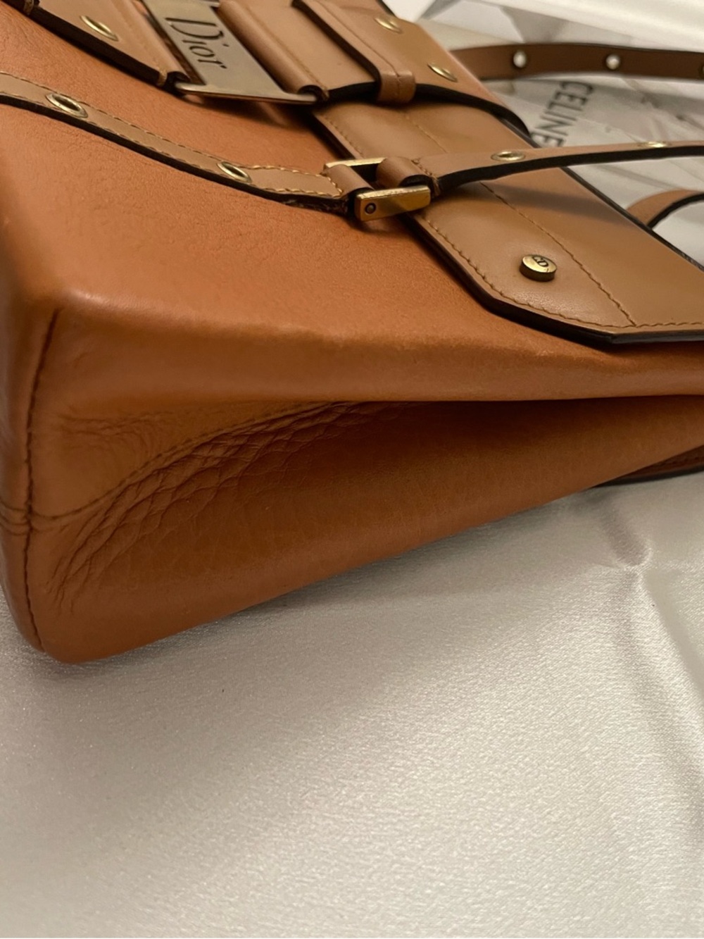 Rare Vintage Dior Punk Line Shoulder Bag - Tan/Brown Leather - Iconic! - Picture 4 of 14